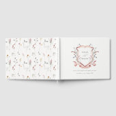 Elegant Pink Wildflower Waterverf Crest Wedding Gastenboek (Volledig)