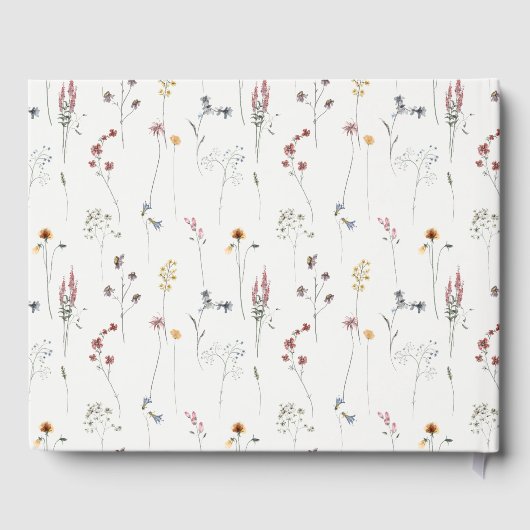 Elegant Pink Wildflower Waterverf Crest Wedding Gastenboek (Achterkant)