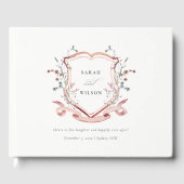 Elegant Pink Wildflower Waterverf Crest Wedding Gastenboek (Voorkant)