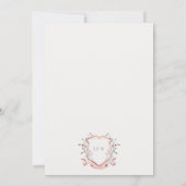 Elegant Pink Wildflower Waterverf Crest Wedding Notitiekaartje (Achterkant)