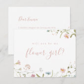 Elegant Pink Wildflower wordt mijn bloemmeisje Kaart (Voorkant / Achterkant)