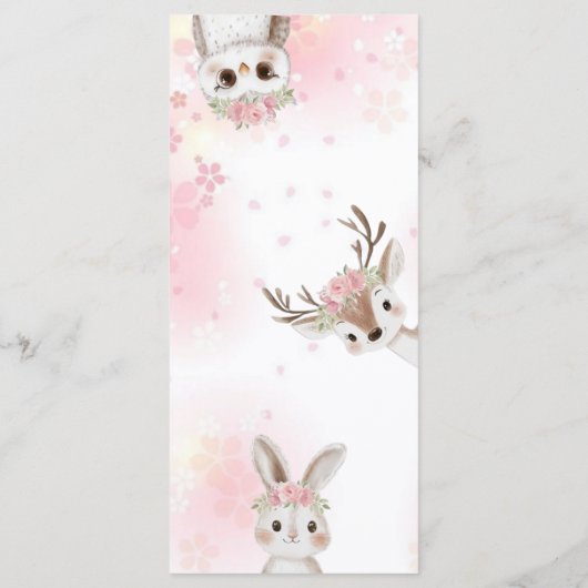 Elegant Pink  Woodland Baby Shower Menu Card (Achterkant)