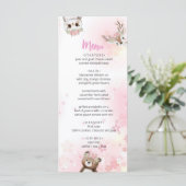 Elegant Pink  Woodland Baby Shower Menu Card (Staand voorkant)
