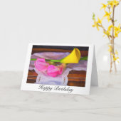Elegant Pink Yellow Calla Lilies Birthday Kaart (Gele Bloem)