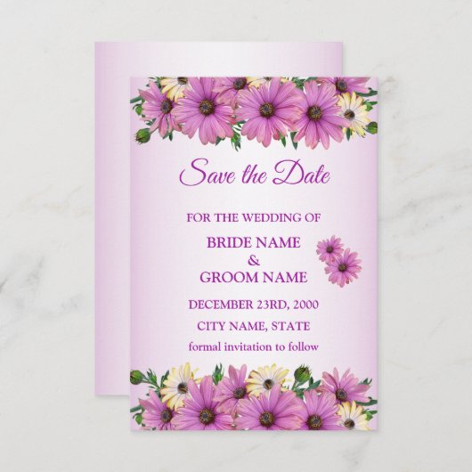 ًElegant Pink Yellow Floral Rustic Save The Date (Voorkant / Achterkant)