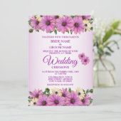 Elegant Pink Yellow Floral Rustic Wedding Kaart (Staand voorkant)