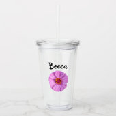 Elegant Pink Zinnia Flower Personalized Acryl Drinkbeker (Voorkant)