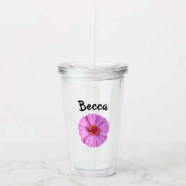 Elegant Pink Zinnia Flower Personalized Acryl Drinkbeker