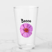 Elegant Pink Zinnia Flower Personalized Glas (Voorkant)
