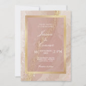 Elegant pinkk bruiloft goudmarmer kaart (Voorkant)