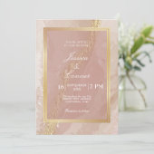 Elegant pinkk bruiloft goudmarmer kaart (Staand voorkant)