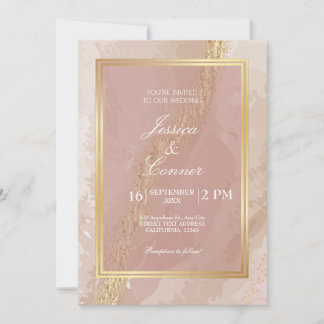 Elegant pinkk bruiloft goudmarmer kaart