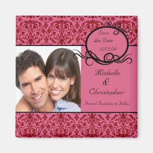 Elegant Pinks Damask Foto bewaart de Magnet Date M