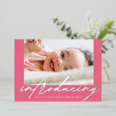 Elegant Pinks Silver introduceert foto-Baby Folie Uitnodiging (Staand Voorkant)