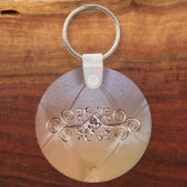 Elegant pintuck satin en roze diamant sleutelhanger (Voorkant)