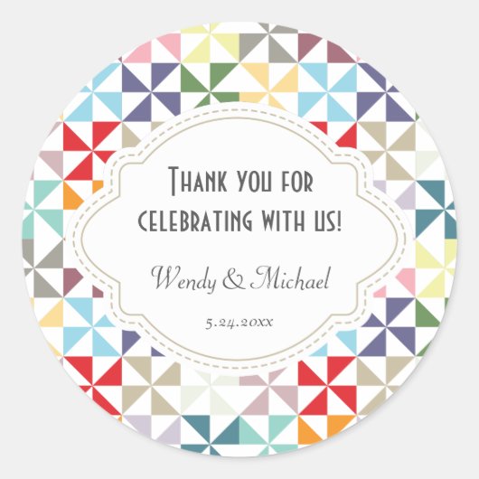 Elegant Pinwheels Pattern Wedding Jubileum Ronde Sticker (Voorkant)
