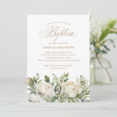 Elegant Pioen Bloemen Script Doop Kaart (Staand voorkant)