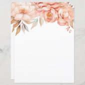 Elegant Pioen Bloemen Stationery Papier (Voorkant / Achterkant)