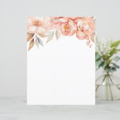 Elegant Pioen Bloemen Stationery Papier (Staand voorkant)