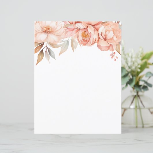 Elegant Pioen Bloemen Stationery Papier (Staand voorkant)