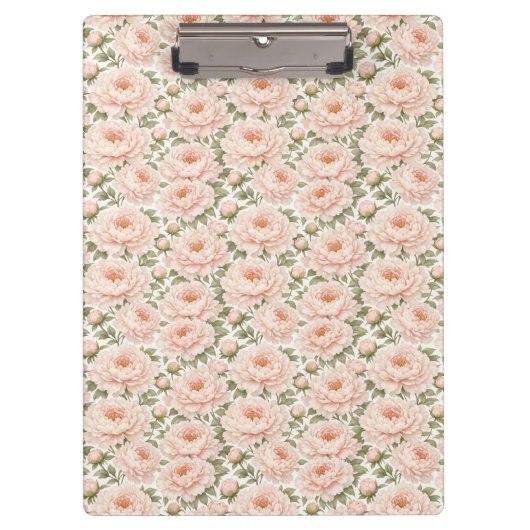 Elegant Pioen Bloempatroon Klembord (Voorkant)