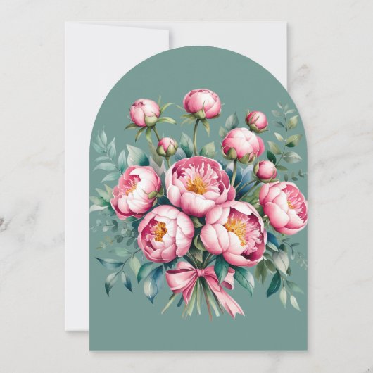 Elegant pioen boeket in Waterverf Vrijgezellenfees Kaart (Achterkant)