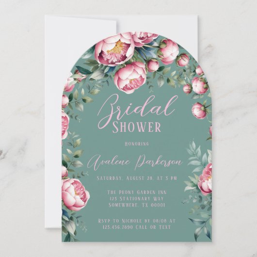 Elegant pioen boeket in Waterverf Vrijgezellenfees Kaart (Voorkant)