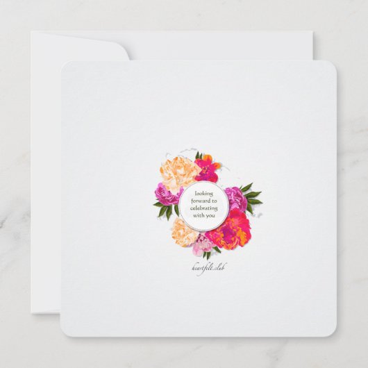 Elegant Pioenen Verloving uitnodiging (Achterkant)