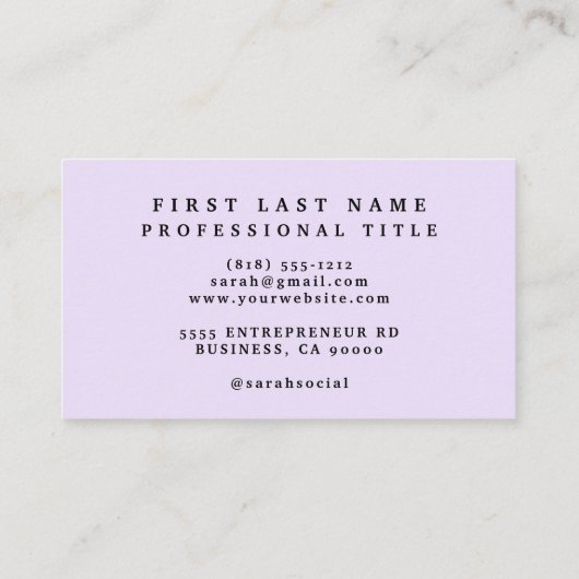 Elegant pioenroos Visitekaartje (Achterkant)