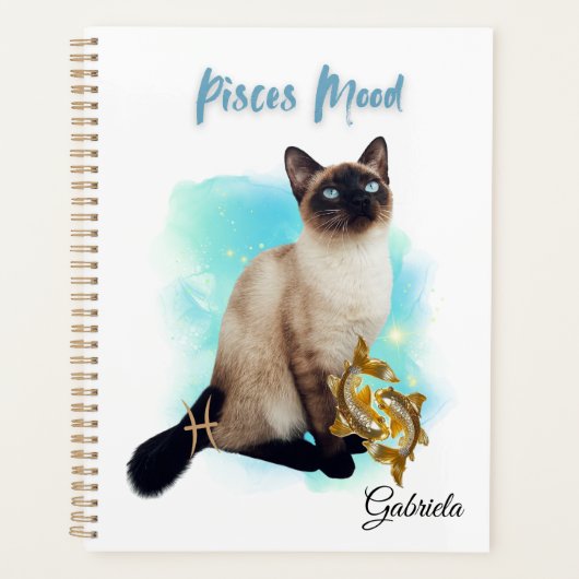 Elegant Pisces Zodiac Cat Planner Notebook (Voorkant)