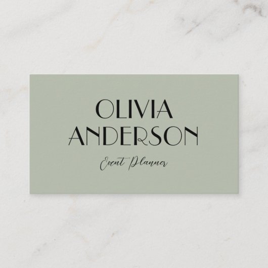 Elegant Pistache Groen Neutraal Boho Chique Modern Visitekaartje (Voorkant)