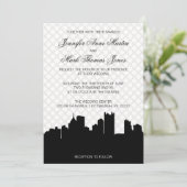 Elegant Pittsburgh Black and White Lace Wedding Kaart (Staand voorkant)