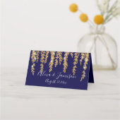 Elegant Place Card Twinkle Lights Gold Willow Leaf Plaatskaartje (Achterkant)