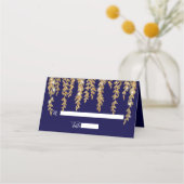 Elegant Place Card Twinkle Lights Gold Willow Leaf Plaatskaartje (Voorkant)