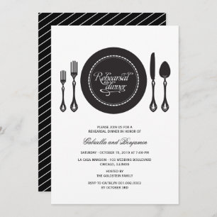 Elegant Place Setting Wedding Rehearsal Dinner Kaart