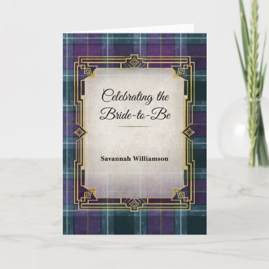 Elegant Plaid Art Deco Bridal Shower Kaart (Voorkant)