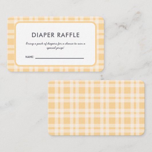 Elegant Plaid Baby shower Luier Raffle Ticket Informatiekaartje (Voorkant / Achterkant)