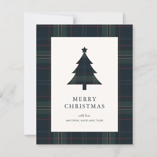 Elegant Plaid Budget Christmas Card (Voorkant)