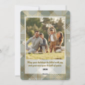 Elegant Plaid Christmas Card with Family Photo Feestdagenkaart (Achterkant)