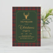 Elegant Plaid Christmas Party Invitation Kaart (Staand voorkant)