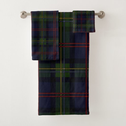 Elegant Plaid Groen Paarse Rustieke Tartan Bad Handdoek (Insitu)