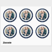 Elegant Plaid Photo Christmas Ronde Sticker (Vel)