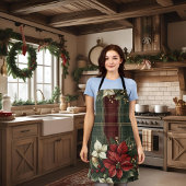 Elegant Plaid & Poinsettia Patroon Kerst Schort