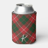 Elegant Plaid Red Green Tartan Monogram Custom Blikjeskoeler (Blikje Voorkant)