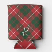 Elegant Plaid Red Green Tartan Monogram Custom Blikjeskoeler (Achterkant)