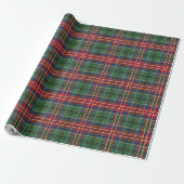 Elegant Plaid Rood Groen Rustiek Tartan Cadeaupapier (Uitgerold)