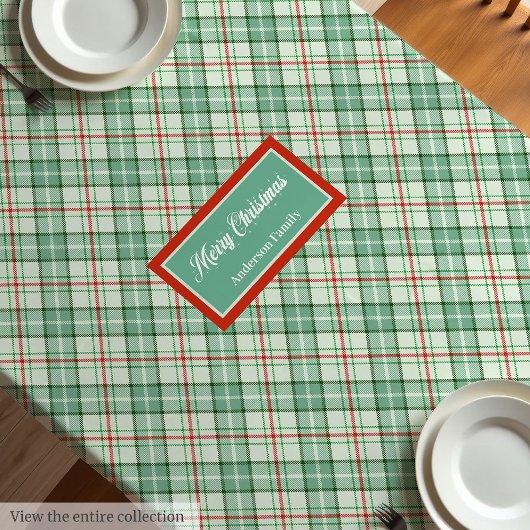 Elegant Plaid Tablecloth Custom Name Holiday Decor Tafelkleed