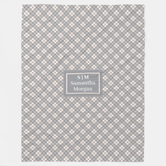 Elegant Plaid Throw Custom Name Pastel Accent Fleece Deken (Voorkant)
