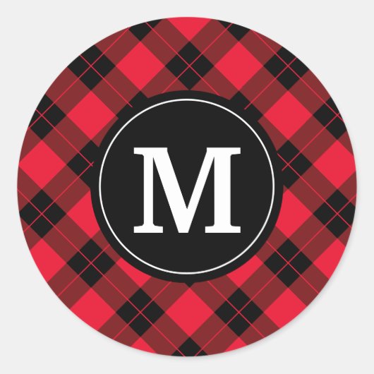 Elegant Plaid | Vakantie Monogram Stickers (Voorkant)