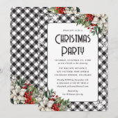 Elegant Plaid Winter Botanicals Christmas Party Kaart (Voorkant / Achterkant)